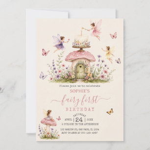 Convite Primeiro Aniversário de Fada Jardim da Floresta da