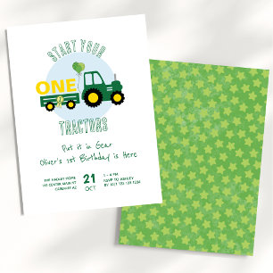 Convite Primeiro aniversario de Fazenda de Trator Verde