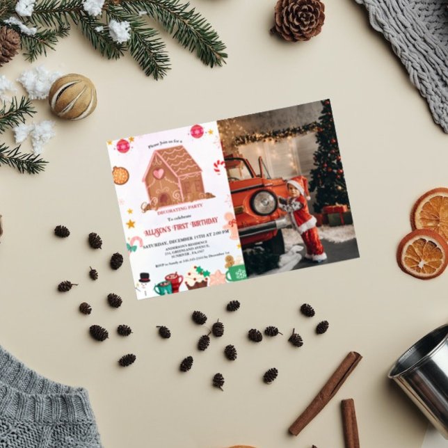 Convite Primeiro aniversario De Festa De Decoração Da Casa (Criador carregado)