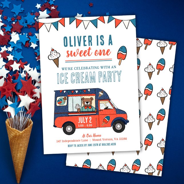 Convite Primeiro aniversario de Festa de Um Sorvete Doce (Criador carregado)