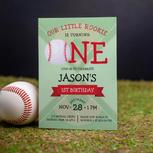 Convite Primeiro aniversario de Fita e Fita de Baseball em