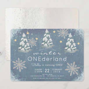Convite primeiro aniversario de Floco de Neve Silver de in
