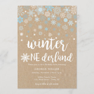 Convite Primeiro aniversario de flocos de neve do inverno