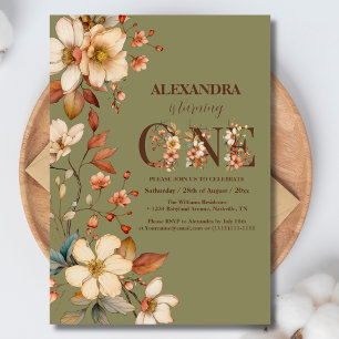 Convite Primeiro aniversario de flor selvagem