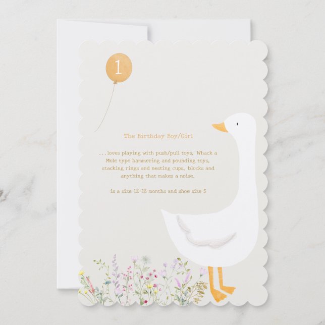 Convite Primeiro aniversario de flor selvagem de ganso de | Zazzle