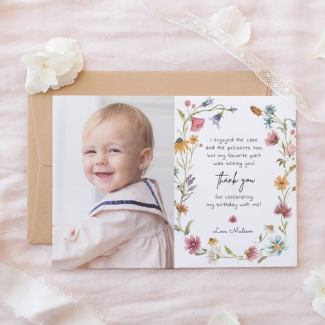 Convite Primeiro aniversario de flor selvagem do jardim Ob (Criador carregado)