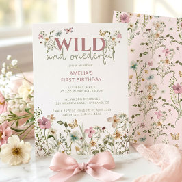 Convite Primeiro aniversario de flor selvagem e maravilhos