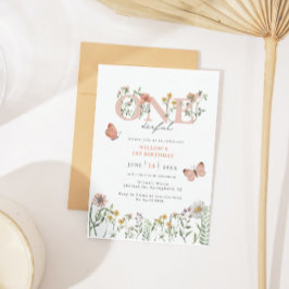 Convite Primeiro aniversario de flor selvagem elegante