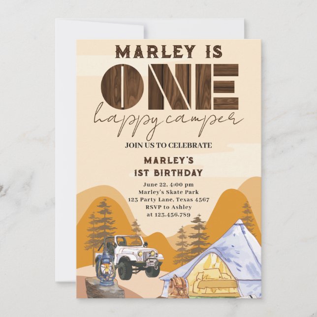 Convite primeiro aniversario de floresta do campo selvagem (Frente)