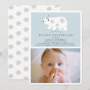 Convite primeiro aniversario de Foto Bl do Polar Bear Wint