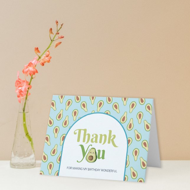 Convite Primeiro aniversario de Foto Maravilhoso Avocado - (Photo Onederful Avocado 1st Birthday ThankYou Card)