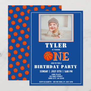 Convite Primeiro aniversario de Fotografia Azul de Basquet