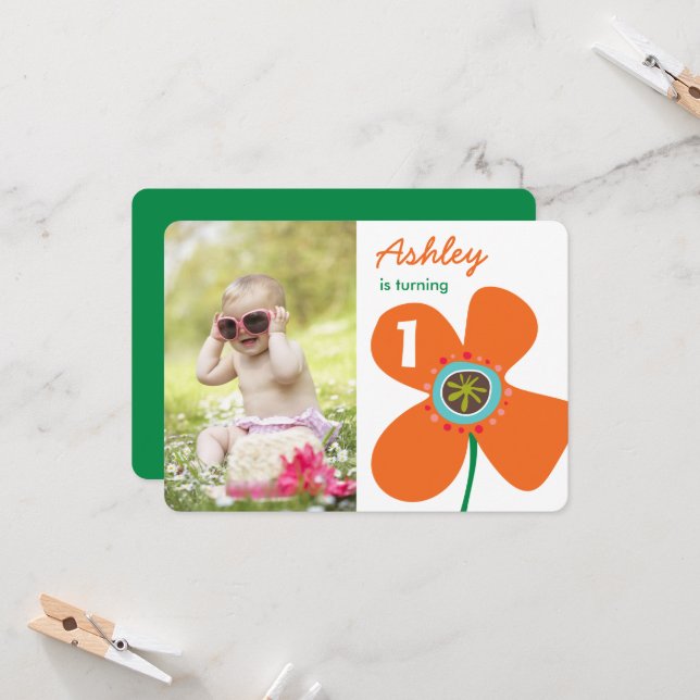 Convite Primeiro aniversario de Fotografia Bonita de Pop d (Frente/Verso In Situ)