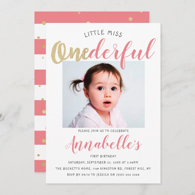 Convite Primeiro aniversario de Fotografia da Menina Oneli (Frente/Verso)