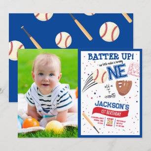 Convite Primeiro aniversario de Fotografia de Baseball Cut