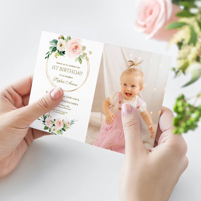 Convite Primeiro aniversario de Fotografia de Garota Flora (Criador carregado)