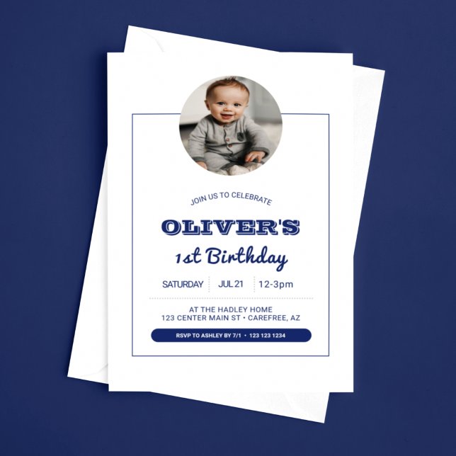 Convite Primeiro aniversario de Fotografia de Meninos Mode (Criador carregado)