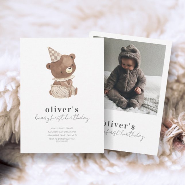 Convite Primeiro aniversario de Fotografia de Urso Moderno (Criador carregado)