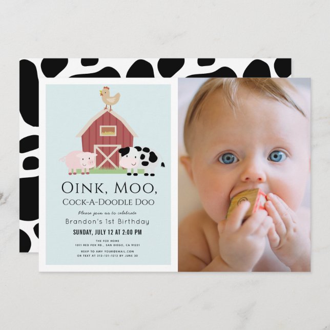 Convite Primeiro aniversario de Fotografia do Garoto Azul  (Frente/Verso)