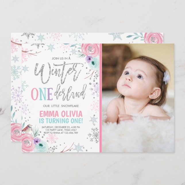 Convite Primeiro aniversario de Fotografia do Winter ONEde (Frente/Verso)