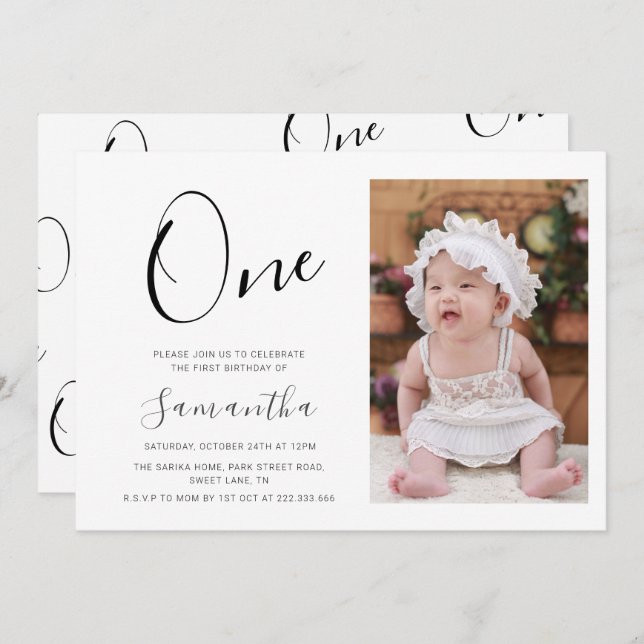 Convite Primeiro aniversario de Fotografia Simples (Frente/Verso)