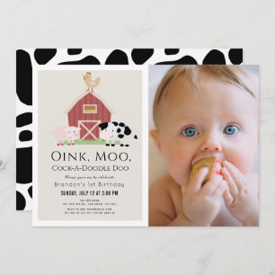 Convite Primeiro aniversario de Fotografias de Beige em Ba