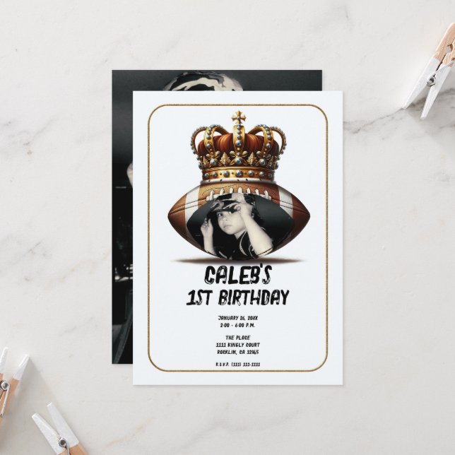 Convite Primeiro aniversario de Fotos Dourada do Rei de Fu (Frente/Verso In Situ)