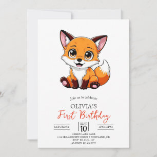 Convite Primeiro aniversario de Fox Digital Mágica Florest