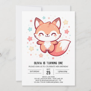 Convite Primeiro aniversario de Fox Doce Sonho