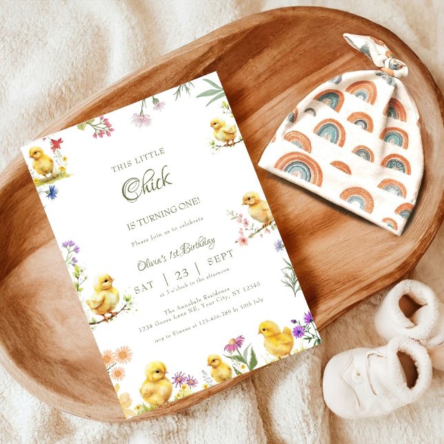 Convite Primeiro aniversario de frango Este Pintinho é um  (Criador carregado)