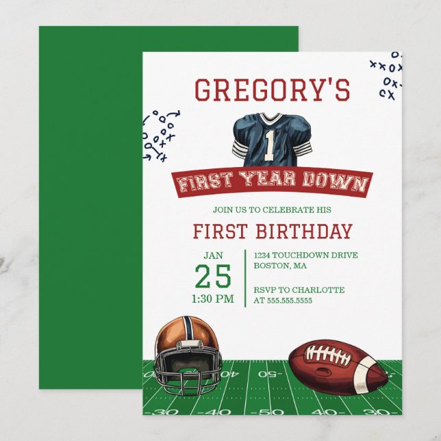 Convite Primeiro aniversario De Futebol No Primeiro Ano (Frente/Verso)