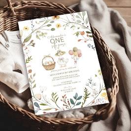 Convite Primeiro aniversario de Ganso Bobo de Flor Selvage