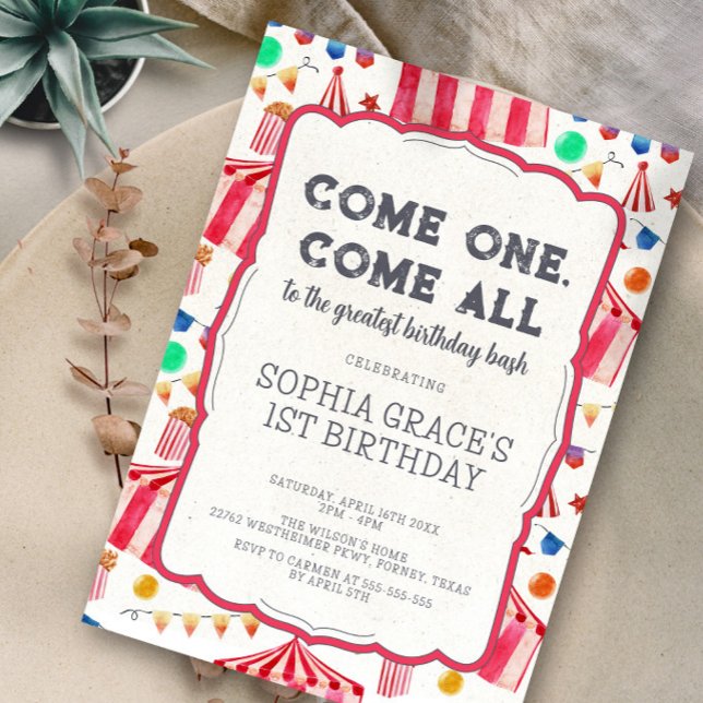 Convite Primeiro aniversario de Garota de Circo Rosa do Pa (Criador carregado)