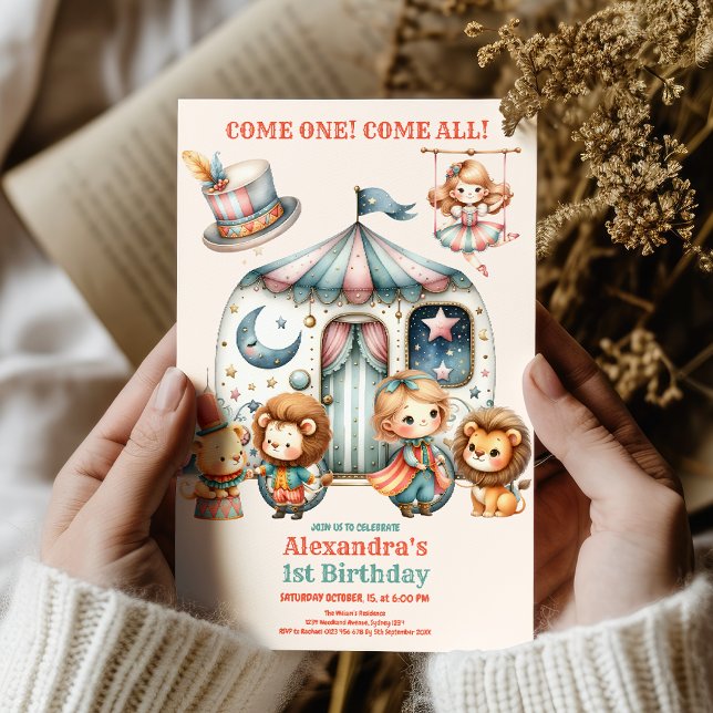 Convite Primeiro aniversario de Garota de Circo Rosa do Pa (Criador carregado)