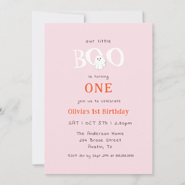 Convite Primeiro aniversario de Garota Fantasma do Pequeno (Frente)