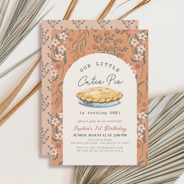 Convite Primeiro aniversario de Garota Floral Laranja de P (Criador carregado)