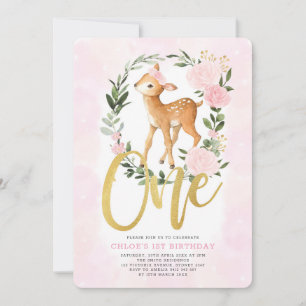 Convite primeiro aniversario De Garota-Vidente De Bebê Bl