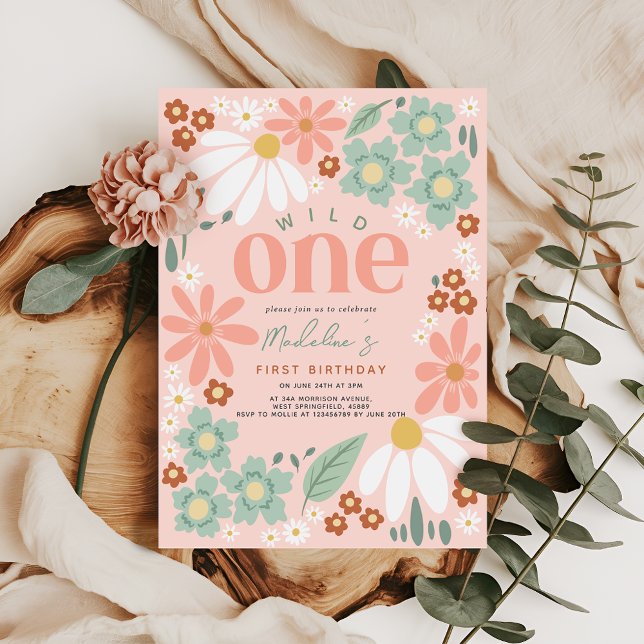 Convite Primeiro aniversario de Garotas Margaridas de Flor (Criador carregado)