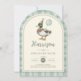 Convite Primeiro aniversario de Gingham - Duck Duck - Balã