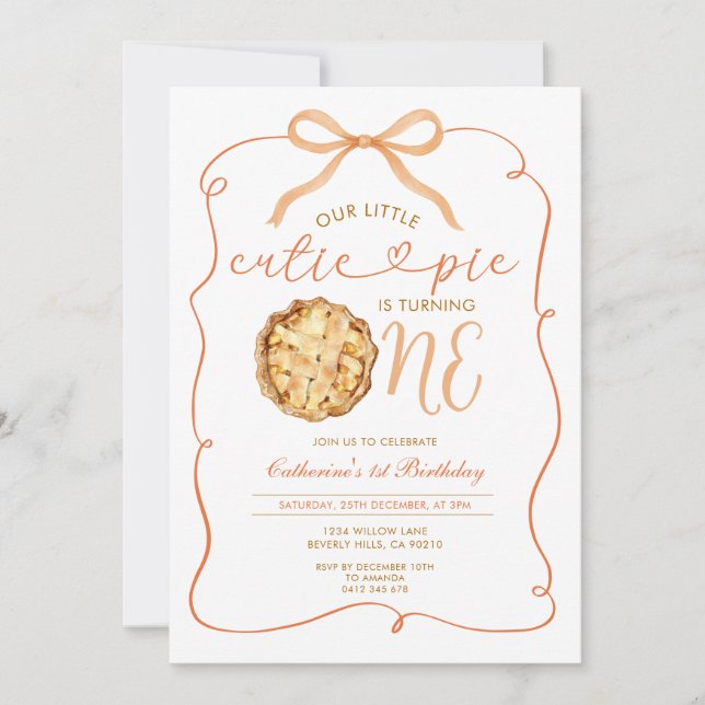 Convite Primeiro aniversario de Gingham Fall Autumn Cutie  (Frente)