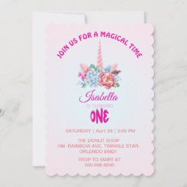 Convite Primeiro aniversario de gradiente de arco-íris mág