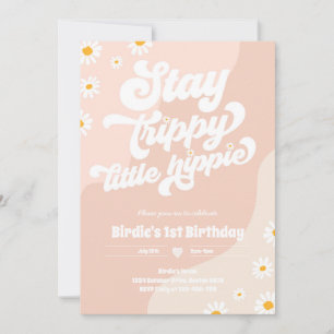 Convite Primeiro aniversario De Groovy Fique Trippy Hippie