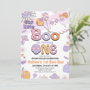 Convite Primeiro aniversario de Halloween de Pequeno Boo R
