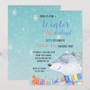 Convite Primeiro Aniversário de inverno em Onederland