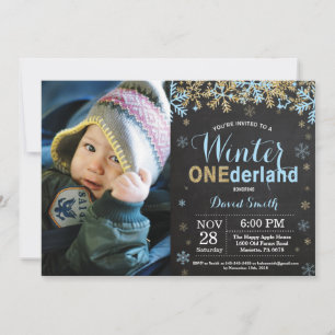 Convite primeiro aniversario de inverno Onederland Azul e