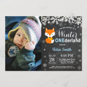 Convite primeiro aniversario de inverno Onederland Fox Boy