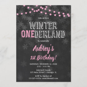 Convite primeiro aniversario de inverno Onederland preto r