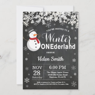 Convite primeiro aniversario de inverno Onederland Snowman