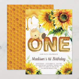 Convite Primeiro Aniversário De Mel De Aniversário De Gi