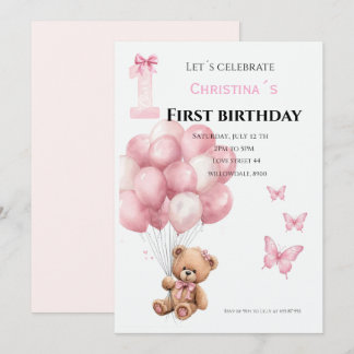 Convite Primeiro aniversário de menina